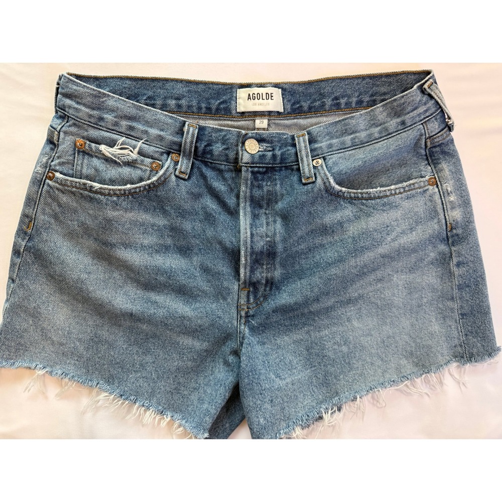 AGOLDE Parker Light Wash High Rise Cut Off Denim Shorts A9010-1142 Size 29